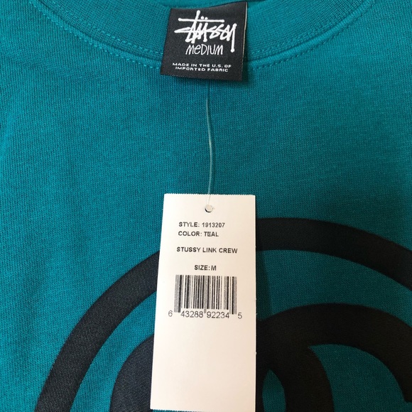 ๐จHP๐ Stussy NWT link crewneck in teal medium - Picture 5 of 5